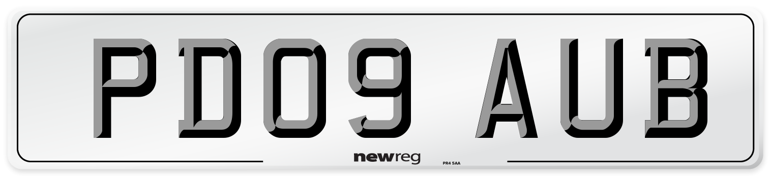 PD09 AUB Number Plate from New Reg